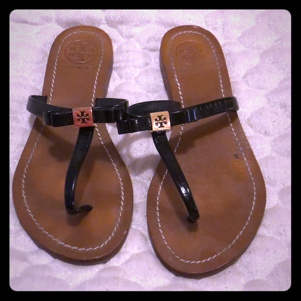 Authentic Tory Burch Black Thong Sandal